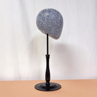 DE-LIANG Mannequin de tête de haute qualité pour la mode, avec support en acier argenté et diamant, pour présentation de chapeaux et perruques, base en mousse