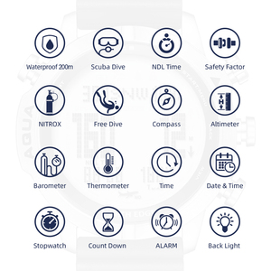 Montre de plongée professionnelle pour hommes, chronomètre, alarme, altimètre, baromètre, boussole, thermomètre - Product Image 4