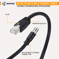Câble de caméra industrielle RJ45 vers M12-8P X-Coded, connexion fiable, haute performance, câble pour système de vision