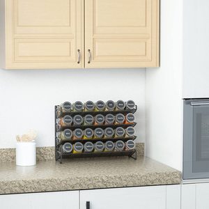 Étagère à épices SpaceAid multi-niveaux noire, type sur pied, 4 niveaux, organiseur de rangement de cuisine avec étiquettes pour les épices - Product Image 2