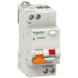 Interruptor Diferencial Schneider Electric DomC45 Rcbo 1P+N 10A 30mA Tipo C Curva C para Uso Residencial y Comercial - Product Image 1