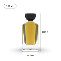 Flacon de parfum carré en verre épais personnalisé de 30 ml, 50 ml, 100 ml avec bouchon en bois, conteneur pulvérisateur directement de l'usine