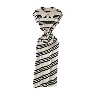 Robe d'été <span class=keywords><strong>coréenne</strong></span> en tunique en tricot pour femmes Robe sans manches en dentelle à franges impériales - Product Image 5