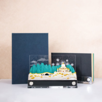 Vente en gros de bloc-notes autocollantes 3D Castle Blocs de papier pour notes postales DIY Cadeau promotionnel Bloc-notes 3D découpé au laser avec lumières