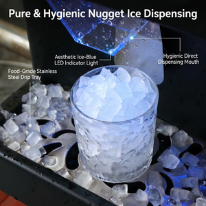 Máquina de Hielo Comercial y Dispensador de Agua y Hielo de Sobremesa: 22L/h, 2 en 1 (Hielo + Agua Fría + Mezcla), Acero Inoxidable 304, Conexión Directa, Silencioso ≤45dB, 22 L/h - Product Image 3