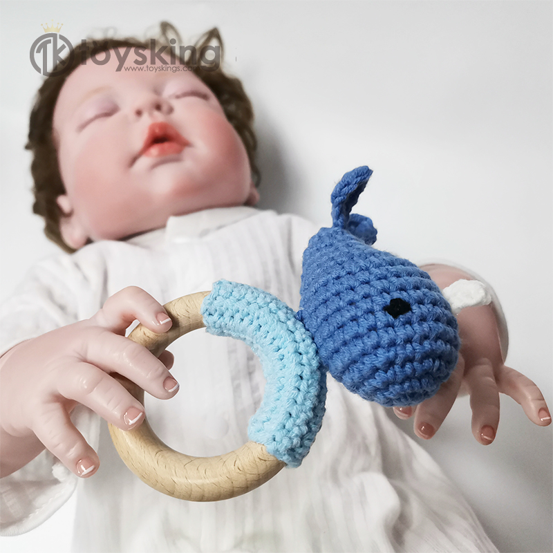 Оптовая продажа, детская погремушка ручной работы TK под заказ, дельфин, морской Кит, шейкер, слон, кролик, набор игрушек для прорезывания зубов