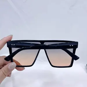 2024 Factory Custom Super Large Square Frame Coated Sunglasses All-In-One Lens Rivet Foot Unisex Fashion