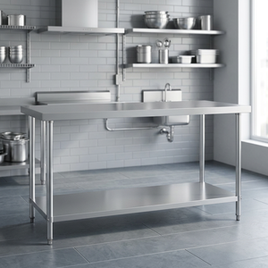 Stainless <b>Steel</b> <b>Workbench</b> Polished Finish Corrosion Resistant Freestanding for Food Preparation Areas - Product Image 1