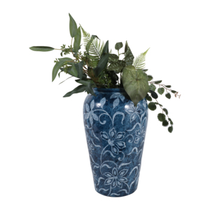 Vaso Alto in Terracotta con Design Floreale per Arredamento Soggiorno, Elemento Decorativo Moderno da Tavolo - Product Image 2