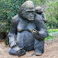Grandes œuvres d'art extérieures en métal bronze-Sculpture d'animaux gorille-Statue décorative de jardin en bronze coulé