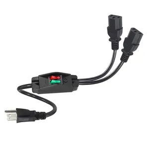 Gloednieuw Y Type Kabel Split Lead Splitter Netsnoer Us C13 2x Pdu 18 Awg 14awg Splitter N 515P Met Aan/Uit Schakelaar