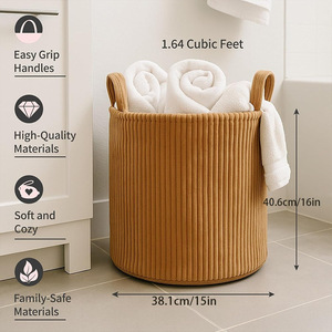 Cesta de Algodón Tejida a Mano al por Mayor, Cesto para Ropa Sucia, Cesta de Almacenamiento Portátil para Juguetes - Product Image 2