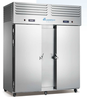 -80 ℃ Grado de temperatura ultrabaja Enfriador de choque de dos puertas con bandejas de carrito Sartenes Congelador para MARISCOS CONGELADOS