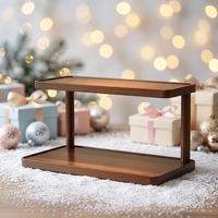 Étagère de rangement rectangulaire en bois à double couche, multifonctionnelle, robuste, autoportante, pour la maison, la cuisine, le rangement des articles divers