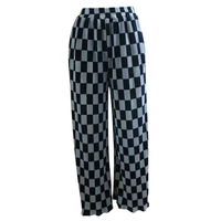 Pantalons amples en soie froissée pour femmes, vente en gros personnalisée, pantalon long décontracté d'été, motif à carreaux, taille élastique