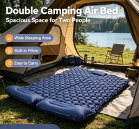 Matelas de camping gonflable double avec oreiller intégré et pompe à pied, matelas pneumatique léger pour tente extérieure et voyage