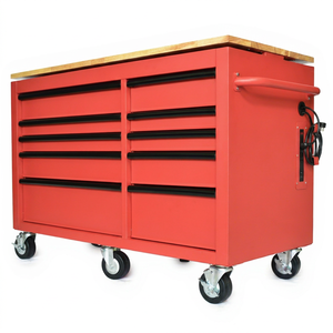 Wholesale 142cm Matte Red Powder Coated Steel 10 <b>Drawer</b> Electric Tool Cabinet for <b>Workshop</b> Garage - Product Image 1