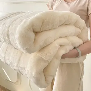 2023新款兔毛毯貂皮午餐休息皮草沙发毯100% 涤纶兔毛毯
