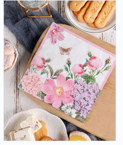 <span class=keywords><strong>Tovaglioli</strong></span> da Cena con Design Floreale Stampato per Decorazioni Festa, Matrimonio ed Eventi Nuziali - 2/3 Veli in Pura Polpa di Legno - Product Image 4