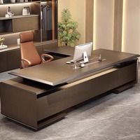 Grand ensemble de chaises de bureau modernes et haut de gamme Table de patron en bois avec panneaux légers de luxe pour président de direction