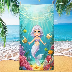 Toalla de Playa de Microfibra con Estampado de Dibujos Animados de Sirena para Niñas, de Secado Rápido - Product Image 4