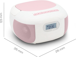 Reproductor de CD Portátil Rosa y Blanco Personalizado de Fábrica con Transmisión de Música por BT, USB, Radio FM y Doble Fuente de Alimentación para el Hogar y Viajes - Product Image 2