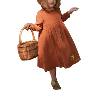 Карамельное муслиновое газовое платье дышащее детское Хлопковое платье милое платье принцессы для маленьких девочек