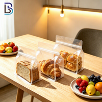 Pochette à fond plat Lebei, résistante à l'humidité, transparente, scellée sur 8 côtés, réutilisable, avec fermeture à glissière, pour boulangerie, noix, céréales et aliments secs