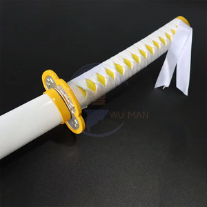 <span class=keywords><strong>Espada</strong></span> Nichirin de <span class=keywords><strong>Zenitsu</strong></span> Agatsuma, Katana de 103 cm sin afilar con funda blanca, accesorio de cosplay de anime para exhibición - Product Image 3