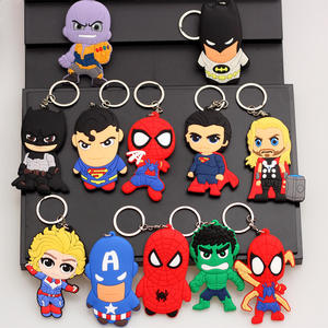 Llaveros Antipérdida con Diseño de Dibujos Animados de Marvel, Spider-Man, Thor, <span class=keywords><strong>Hulk</strong></span>, Llavero de Doble Cara, Colgante para Llaves de Coche, Llavero de Goma, Regalos para Niños - Product Image 1