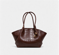 Sac fourre-tout souple en similicuir croco gaufré en forme d'aile, élégant avec anse supérieure à nœud et quincaillerie dorée, sac à bandoulière décontracté pour le quotidien, le bureau et le shopping