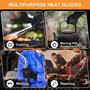 Gants de barbecue, gants de four, gants de grillade - 1472 ℉   Gants de four résistants à la chaleur extrême avec doigts - Product Image 5