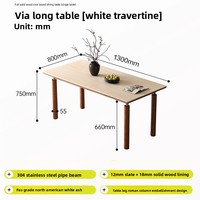 Table à manger rectangulaire en pierre de style médiéval pour restaurant, 6 places, pliable, résistante aux hautes températures, en bois massif