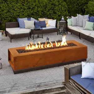 Gas Pit Fire Table Outdoor Fire Pits Gas Burning Corten Steel Gas Fireplace