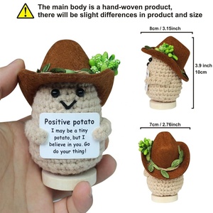 Chapeau de <span class=keywords><strong>Cowboy</strong></span> positif jouet de pomme de terre poupée au crochet poupée émotionnelle positive Crochet avec carte merci de m'aider à grandir - Product Image 1