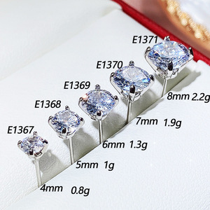 Orecchini a Perno Classici a Quattro Punte Rotondi per Donne, Brillanti Orecchini Solitari, Gioielli di Moda Quotidiana - Product Image 3