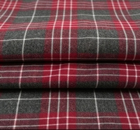 Tissu de chemise en coton mélangé teint en fil double brossé, respirant et de poids moyen, à carreaux, pour hommes et femmes