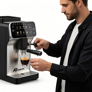 เครื่องชงกาแฟเอสเพรสโซ่สไตล์วินเทจสำหรับใช้ในบ้าน Anbolife OEM/ODM, เครื่องชงกาแฟอัตโนมัติสแตนเลสพร้อมฟังก์ชั่นชงกาแฟในตัว - Product Image 3