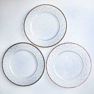 Assiettes de présentation en verre à bord doré avec motif étoile en relief, 13 pouces, transparentes, pour la mise en table de fêtes et banquets - Product Image 3
