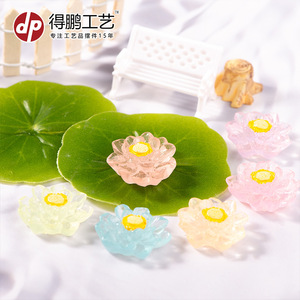 เรซิ่นรูปดอกบัวเรืองแสงในที่มืด รูปทรงไม่สม่ำเสมอ ของตกแต่งสวนแบบตั้งพื้น สีชมพู ดอกกุหลาบ สีเขียว สีส้ม สีฟ้า สีม่วง - Product Image 4