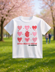 T-shirt bianca da donna per la sensibilizzazione sulle malattie cardiache, a maniche corte, girocollo, con disegno di cuore a cartone animato, casual, per la primavera/estate - Product Image 2