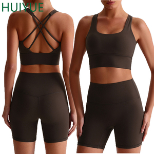 Donne all'ingrosso 2 pezzi reggiseno e <span class=keywords><strong>pantaloncini</strong></span> Set da palestra abbigliamento sportivo Fitness Plus Size Set Yoga - Product Image 1