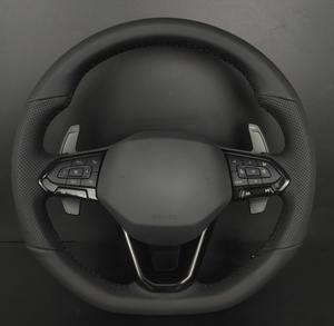 Volant en cuir pour Volkswagen Golf 8 MK8 <span class=keywords><strong>R</strong></span> <span class=keywords><strong>Line</strong></span>, volant personnalisé en cuir Nappa perforé - Product Image 1