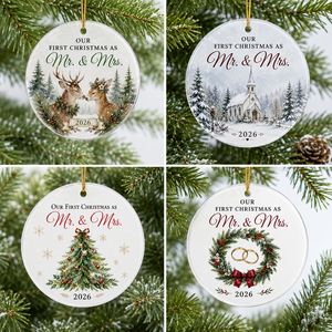 Décoration de Noël suspendue en acrylique pour couple romantique, motif cerf, couronne d'église, arbre, souvenir de mariage 2026, pendentif pour sapin de Noël - Product Image 1