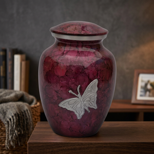 Urne funéraire en laiton doré artisanale indienne, 200 pouces cubes, durable, pour cendres, vase funéraire, décor papillon, décoration de table - Product Image 3