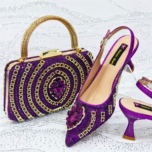 Herbst Schuhe und Taschen <span class=keywords><strong>Set</strong></span> für Damen Spitze High Heels Quadratische Handtasche Damen Mini-Taschen Vollbesetzt mit Diamanten Blumen-Schuhe auf Lager - Product Image 2