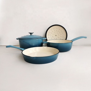 Juego de utensilios de cocina de hierro fundido personalizados, sartén para Horno Holandés, sartén y plato para asar, utensilios de cocina esmaltados, combinación - Product Image 5