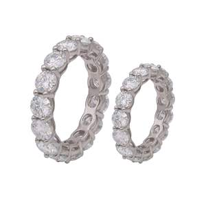 Bague de rangée de Moissanite haut de gamme pour femme fermée S925 placage en argent Sterling lumière luxe rond complet avec bague en diamants - Product Image 5