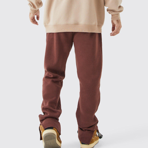 Pantalones de chándal de algodón de rizo pesado con logotipo personalizado con bolsillos Pantalones de estilo callejero holgados de color sólido - Product Image 4