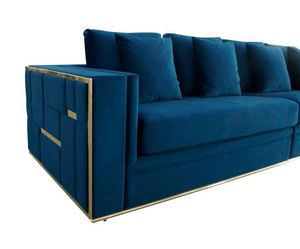 أريكة غرفة معيشة أنيقة بمقاعد 1 2 3 من Winforce أريكة إيطالية مخملية زرقاء بتصميمات حديثة فاخرة أثاث مجموعة أرائك - Product Image 3